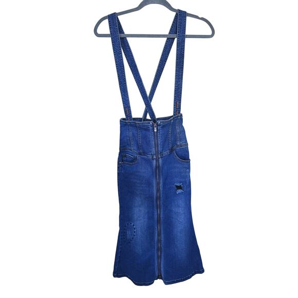 Miss Sixty Vintage Y2K Denim Overall Skirt Low Rise Zipper Patchwork Small Retro - Picture 2 of 12